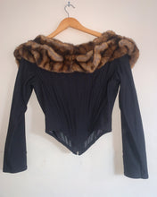 Load image into Gallery viewer, Catwalk Collection Faux Fur Black Corset Top &amp; Skirt
