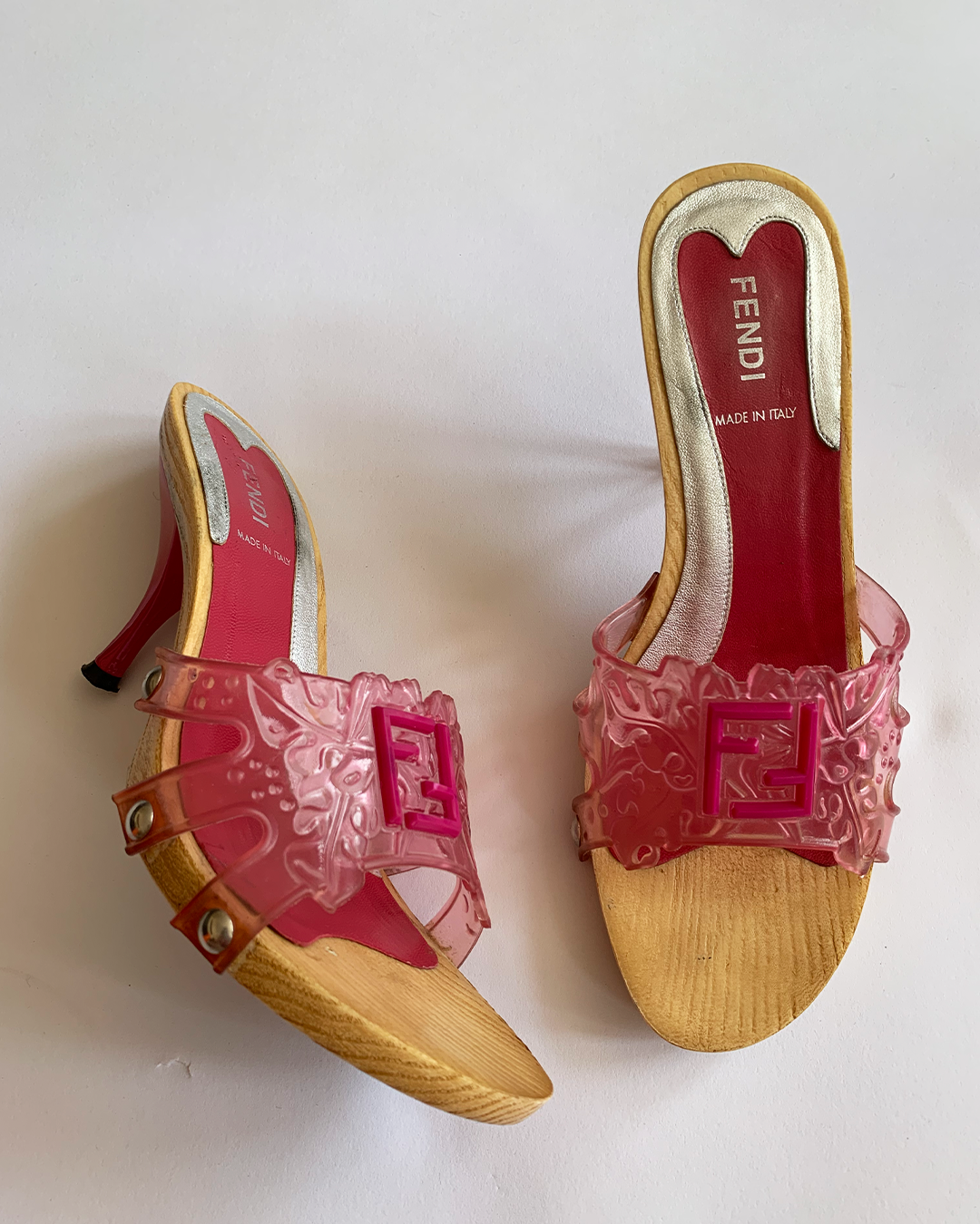 Fendi Pink Jelly Heel Shoes
