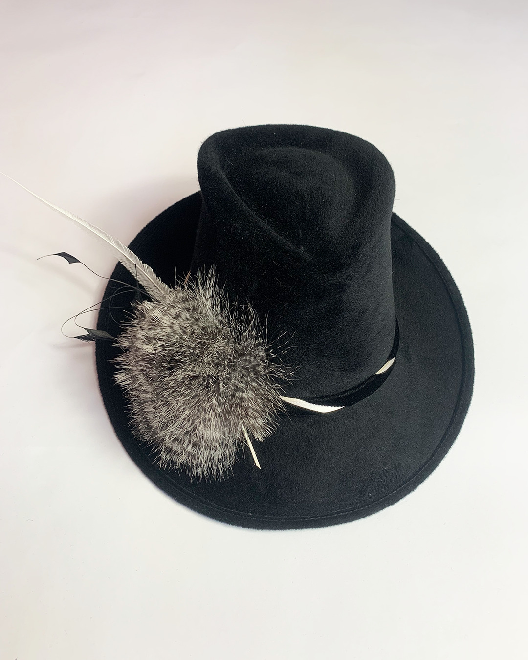 Philip Treacy Black Panama Feather Hat