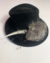 Load image into Gallery viewer, Philip Treacy Black Panama Feather Hat
