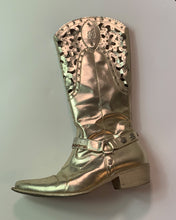 Load image into Gallery viewer, Miss Blumarine Gold Metallic Cowboy Boots
