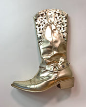 Load image into Gallery viewer, Miss Blumarine Gold Metallic Cowboy Boots
