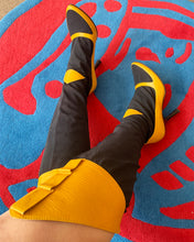 Load image into Gallery viewer, Vintage Y2K Yellow Leather Black Mesh Boots

