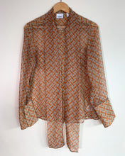Load image into Gallery viewer, Burberry Motif Sheer Pussy Bow Blouse Top
