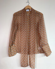 Load image into Gallery viewer, Burberry Motif Sheer Pussy Bow Blouse Top
