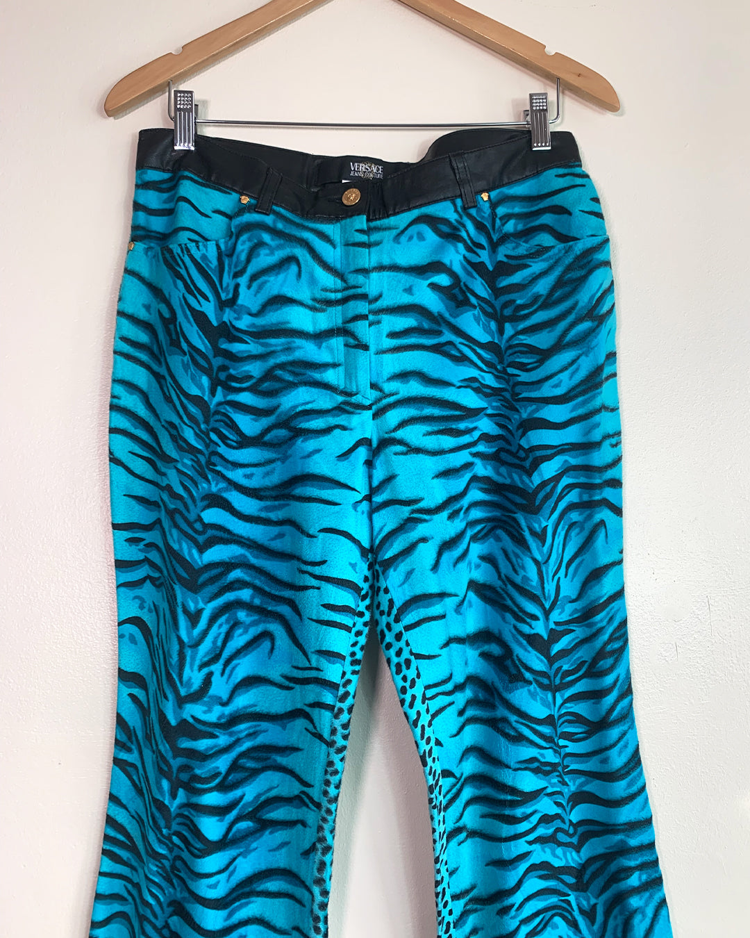Versace Jeans Couture Blue Zebra & Leopard Print Trousers