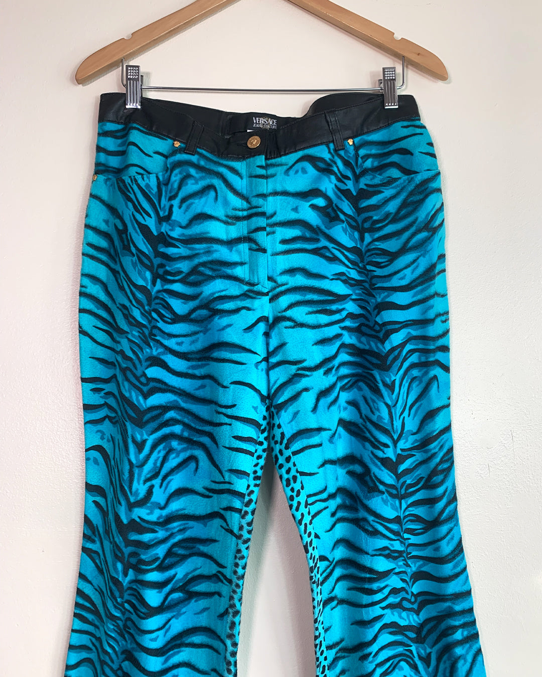 Versace Jeans Couture Blue Zebra & Leopard Print Trousers