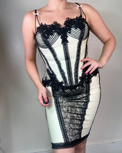 Load image into Gallery viewer, Vintage Y2K Catwalk Collection Cream and Black Corset Two Piece
