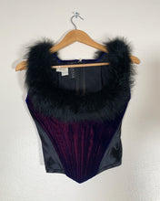 Load image into Gallery viewer, Catwalk Collection Blue Velvet Fur Corset
