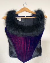 Load image into Gallery viewer, Catwalk Collection Blue Velvet Fur Corset
