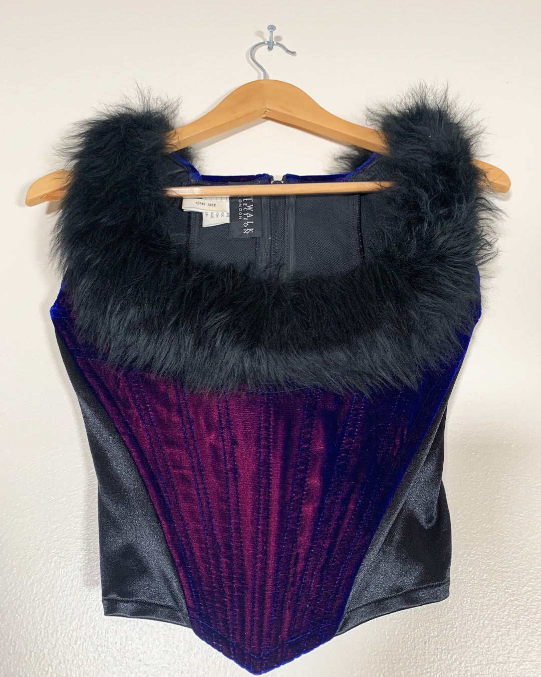 Catwalk Collection Blue Velvet Fur Corset