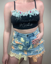 Load image into Gallery viewer, Vintage Y2K Denim Lace Ribbon Bow Mini Skirt
