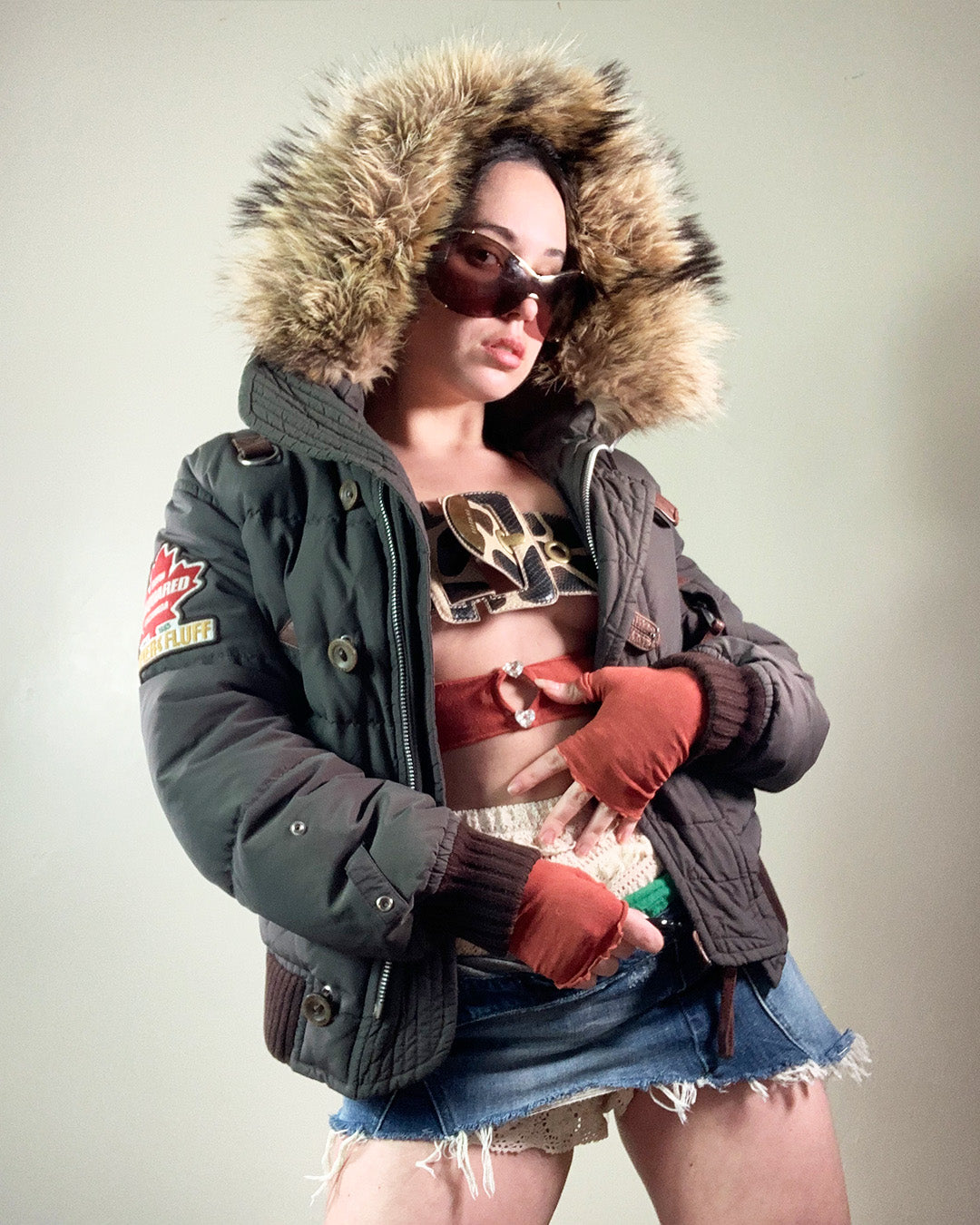 Vintage Y2K D Squared Fur Coat