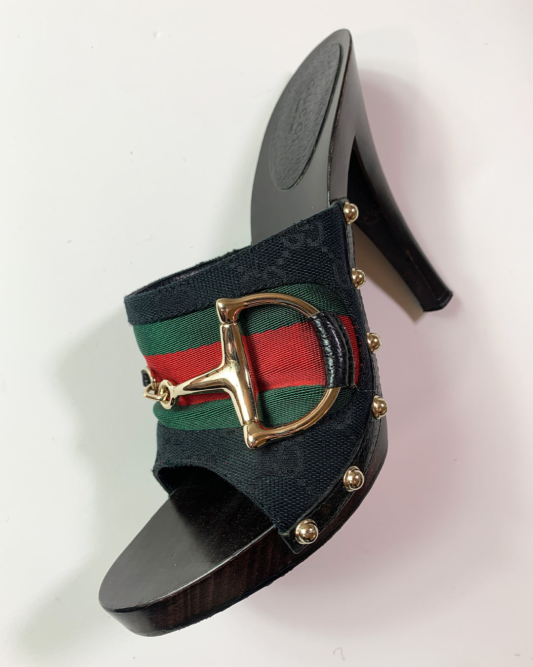 Gucci Monogram Buckle Mules