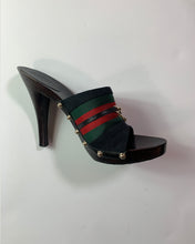 Load image into Gallery viewer, Gucci Monogram Buckle Mules

