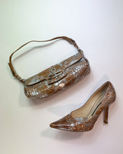 Load image into Gallery viewer, Jimmy Choo Boutique Metallic Moc-Croc Bag and Shoes
