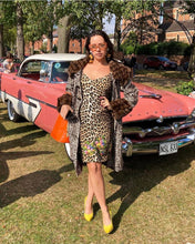 Load image into Gallery viewer, Moschino Leopard Print Embroidered Flower Dress
