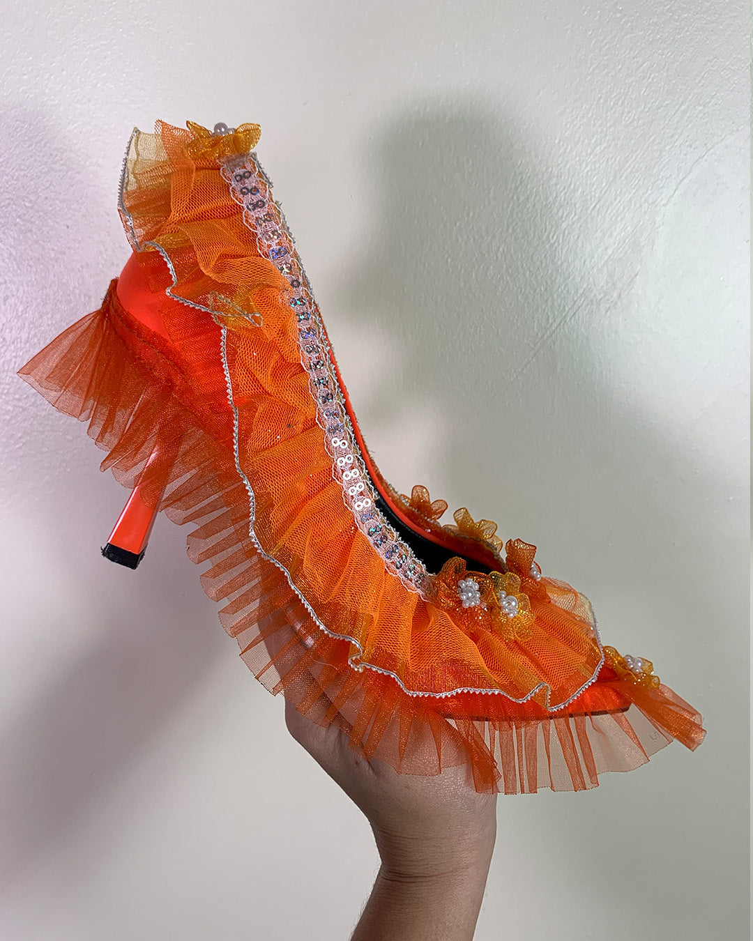 Orange Cheese Frill Puff Shoes