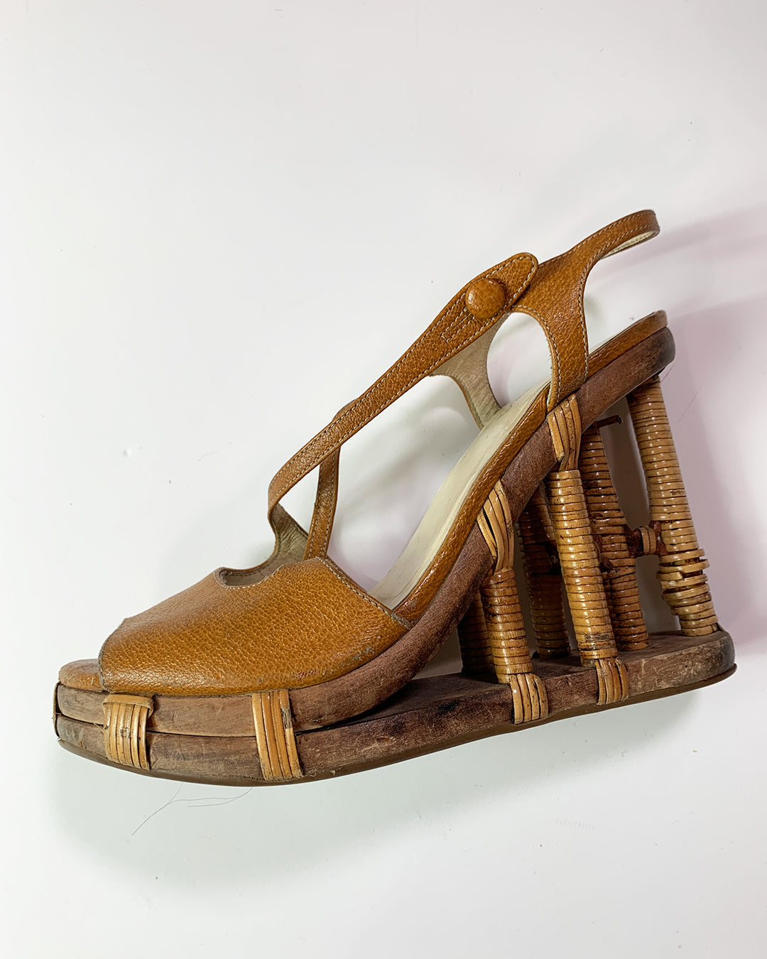 Prada Wooden Cage Wedges