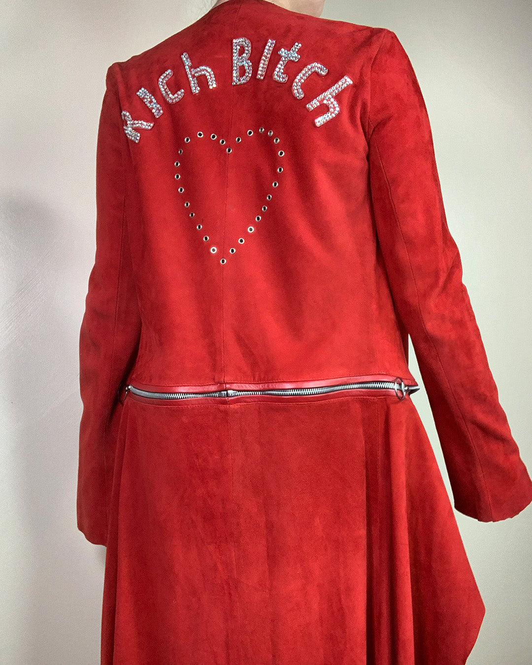 Vintage Y2K Rich Bitch Zip Suede Jacket