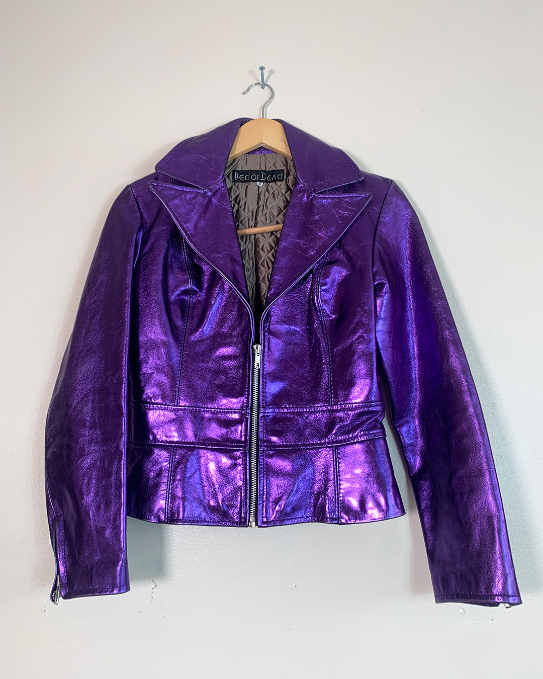 Red or Dead Purple Metallic Leather Jacket