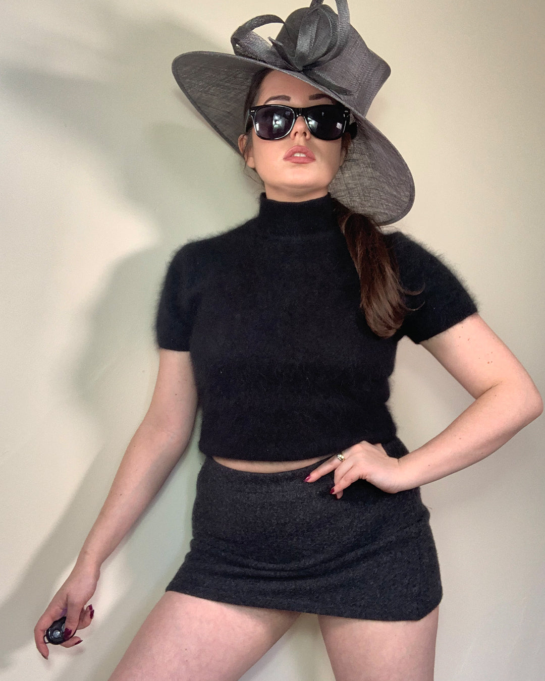 Vintage 90s Sisley Charcoal Wool Skirt