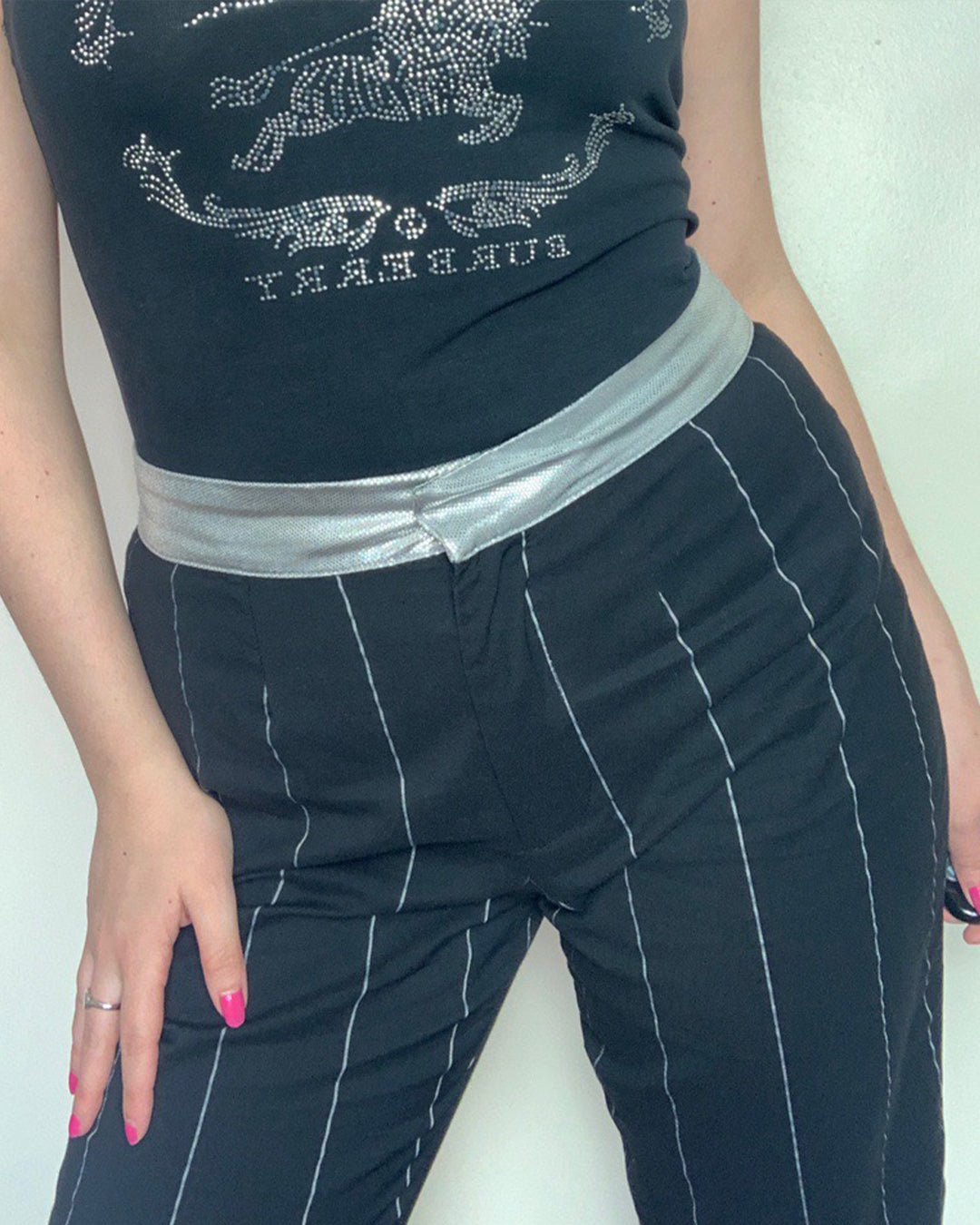 Versace Jeans Couture Silver Pin-Stripe Trousers