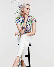 Load image into Gallery viewer, Versace X H&amp;M Crepe Silk S/S 12 Fruit Blouse
